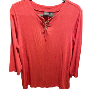 19. WOMENS CHICO’S TRAVELERS 3/XL DETAIL TOP